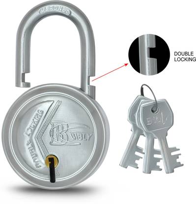 bibly ROUND PAD 65 LOCK MM WITH DOUBLE LOCKING SYSTEM 3 KEY Padlock
