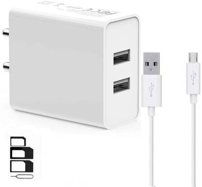 UrCart Wall Charger Accessory Combo for Videocon Graphite V45BD, Videocon Krypton 30, Videocon Delite 11, Videocon Delite 21, Videocon Graphite1 V45ED, Videocon Krypton3 V50JG, Videocon Cube 3, Videocon Ultra30, Videocon Infinium Z45Q Star, Videocon Krypton V50DA, Videocon Zest V35CB, Videocon Challenger V40DF, Videocon Krypton V50FG Dual Port Charger Original Adapter Like Wall Charger, Mobile Power Adapter, Fast Charger, Android Smartphone Charger, Battery Charger, High Speed Travel Charger With 1 Meter Micro USB Cable Charging Cable Data Cable
