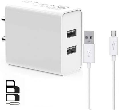 ShopReals Wall Charger Accessory Combo for Panasonic Eluga Ray X, Panasonic P90, Panasonic P95, Panasonic Eluga I7, Panasonic Eluga Ray 550, Panasonic P101, Panasonic P100, Panasonic Eluga I9, Panasonic Eluga C, Panasonic P91, Panasonic Eluga I5, Panasonic Eluga A4, Panasonic P99, Panasonic Eluga I4, Panasonic Eluga Ray 500, Panasonic Eluga Ray 700 Dual Port Charger Original Adapter Like Wall Charger, Mobile Power Adapter, Fast Charger, Android Smartphone Charger, Battery Charger, High Speed Travel Charger With 1 Meter Micro USB Cable Charging Cable Data Cable