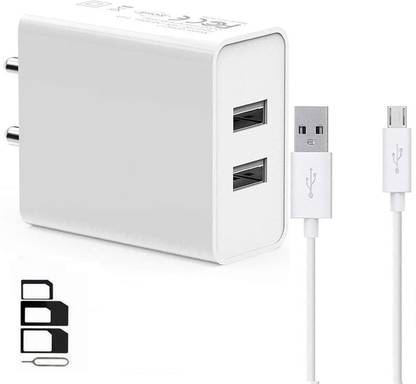 UrCart Wall Charger Accessory Combo for Motorola Moto G4 Play, Motorola Moto G Turbo Edition, Motorola Moto X Force Dual Port Charger Original Adapter Like Wall Charger, Mobile Power Adapter, Fast Charger, Android Smartphone Charger, Battery Charger, High Speed Travel Charger With 1 Meter Micro USB Cable Charging Cable Data Cable| :White