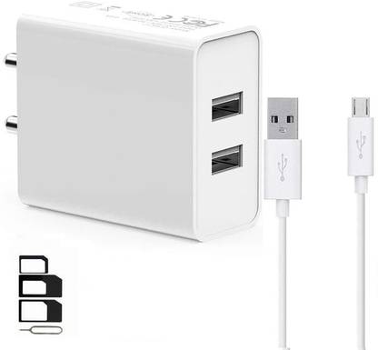 ShopsYes Wall Charger Accessory Combo for Lava X17, Lava X81, Lava X46, Lava A89, Lava A82, Lava A79, Lava A59, Lava A67, Lava V2 s, Lava V2 3GB, Lava A72, Lava X11, Lava A88, Lava Iris Fuel F2, Lava A71, Lava P7 Dual Port Charger Original Adapter Like Wall Charger, Mobile Power Adapter, Fast Charger, Android Smartphone Charger, Battery Charger, High Speed Travel Charger With 1 Meter Micro USB Cable Charging Cable Data Cable