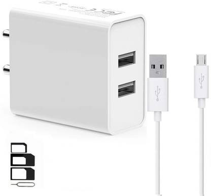UrCart Wall Charger Accessory Combo for vivo X7, vivo V3Max, vivo V3, vivo X6S Plus, vivo X6S, vivo Xplay5 Elite, vivo Xplay5, vivo Y51, vivo X6, vivo Y15S Dual Port Charger Original Adapter Like Wall Charger, Mobile Power Adapter, Fast Charger, Android Smartphone Charger, Battery Charger, High Speed Travel Charger With 1 Meter Micro USB Cable Charging Cable Data Cable| :White
