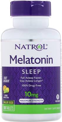 Natrol Melatonin, Maximum Strength, Citrus Flavor , 10 mg, 100 Tablets