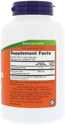 Now Foods Echinacea, 400 mg, 250 Veg Capsules