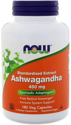 Now Foods Ashwagandha, 450 mg, 180 Veg Capsules