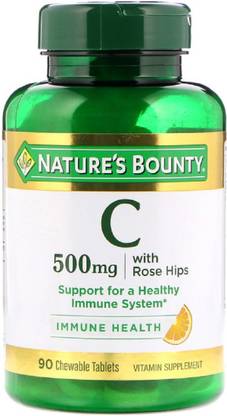 Nature's Bounty Vitamin C with Rose Hips, Natural Orange Flavor, 500 mg,