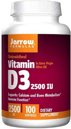 Jarrow Formulas Vitamin D3, Cholecalciferol, 2,500 IU, 100 Softgels