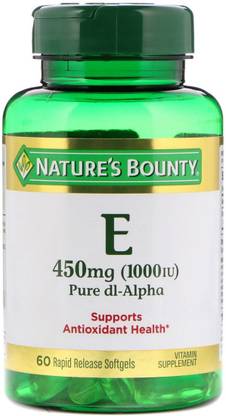 Nature's Bounty Vitamin E, Pure Dl-Alpha, 450 mg (1000 IU), 60 Rapid Release Softgels