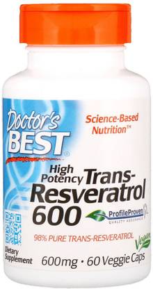 Doctor's Best High Potency Trans-Resveratrol, 600 mg, 60 Veggie Caps