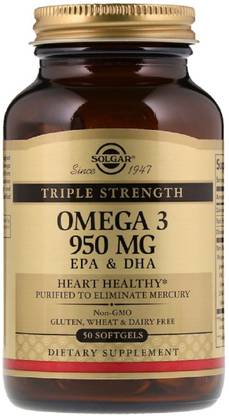 Solgar Omega-3, EPA & DHA, Triple Strength, 950 mg, 50 Softgels