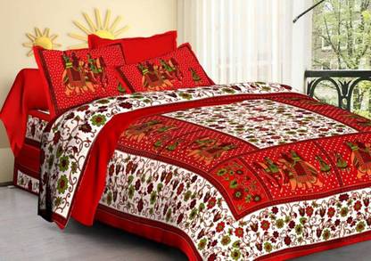144 TC Cotton Double Jaipuri Prints Bedsheet