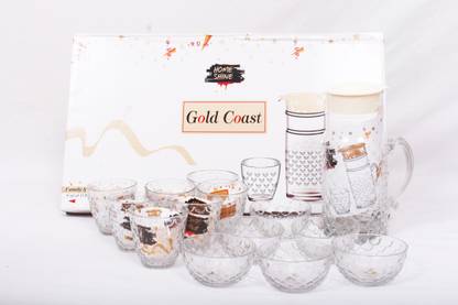 Richcraft Pack of 12 Glass Home shine bowl & glass set Dinner Set