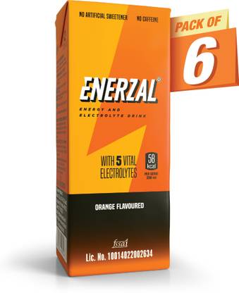 Enerzal Energy Drink Orange Flavour Liquid. 200ml (Pack of 6) Energy Drink