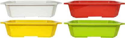 RGDECOR 4 Pcs Multicolour Decorative Plant Contrainer - Bonsai Tray [13.5 Inch X 10 Inch X 3.5 Inch] Plant Container Set