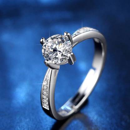 MYKI Stylish Queen Sterling Silver Swarovski Crystal Adjustable Women Rings with Rose box packing Stainless Steel Cubic Zirconia Silver Plated Ring