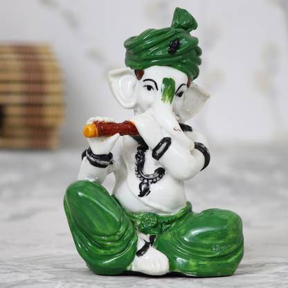 eCraftIndia Lord Ganesha playing Flute Decorative Showpiece  -  13 cm