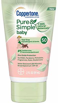 Coppertone Sunscreen - SPF 50 Sunscreen Pure & Simple Tear Free Mineral Based Lotion