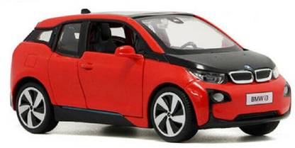 Mini Auto Red 1:32 Scale Diecast Metal BMW I3 Pull Back Car Toy with Openable Doors, Light and Sound Effects