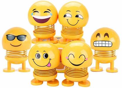 PSYCHE Cute Cartoon Funny Shaking Head Emoji Wobble Head Doll Toys Smiley