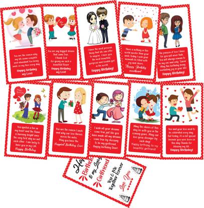 OddClick Happy Birthday Girlfriend Set of 10 Surprise Wishes Card For Girlfriend Greeting Card