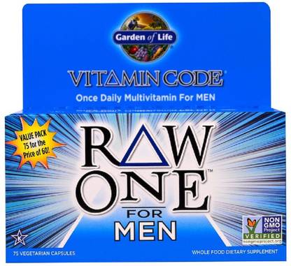 Garden Of Life Raw One, Once Daily Raw Multi-Vitamin For Men, 75 Veggie Caps
