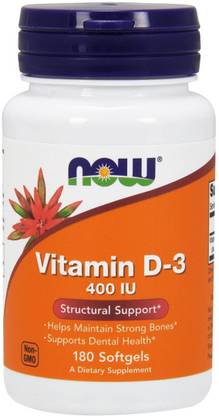 Now Foods Vitamin D-3, 400 IU, 180 Softgels