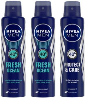 NIVEA 2 Nivea Fresh Ocean Deodorant 1 protect care Deodorant Spray  -  For Men