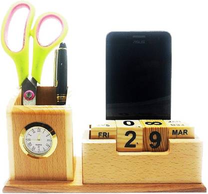 SMART WORLD 2 Compartments wooden desk organiser