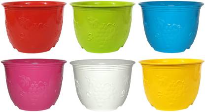 RGDECOR 6 Pcs. Decorative Daffodil Plant Containers [Diameter 8 Inches - Height 5.5 Inches] Plant Container Set