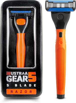 USTRAA Gear 5 Blade Razor with contoured rubber handle(Orange), Men