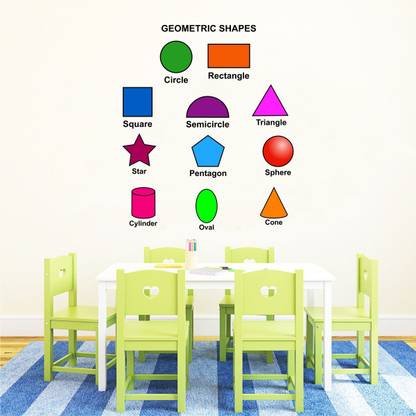 Decal O Decal 85 cm ' Geometric Shapes ' Wall Stickers (PVC Vinyl,Multicolour) Self Adhesive Sticker