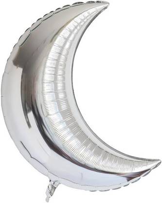 BashNSplash Solid MOON FOIL BALLOON SILVER (PACK OF 1) Balloon