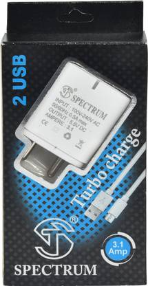 SPECTRUM 5.5 W 3.1 A Multi-pin Wall Charger for Mobile with Detachable Cable