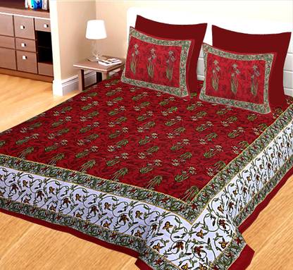 CLOTHOLOGY 144 TC Cotton Double Printed Flat Bedsheet