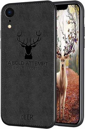 MOBILOVE Back Cover for Apple iPhone XR | Deer Pattern Cloth Texture Leather Finish Soft Fabric Hybrid Case