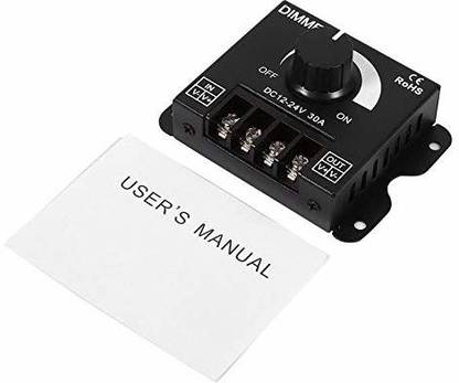 DHRUV-PRO LED Switch Dimmer Controller DC 12V 24V 360W 720W for Led Strip Single Color Lamp Ribbon Light Black Button Control Brightness 30 A Rotary Dimmer