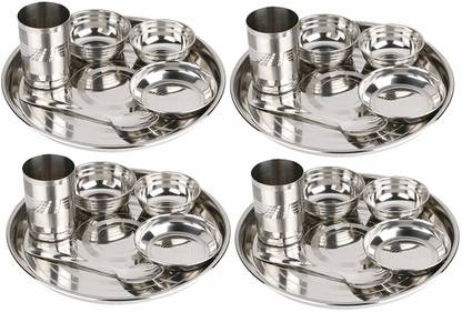LIMETRO STEEL Pack of 24 Steel Sttainless Steel high Quality Heavy gauge 24 pcs Dinner Set Dinner Set