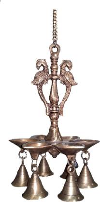 Divine Temples Hanging 6 Wick Samai Brass Hanging Diya