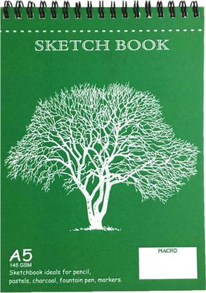 Macro Spiral Bound A5 Artist Sketchbook - Green Sketch Pad