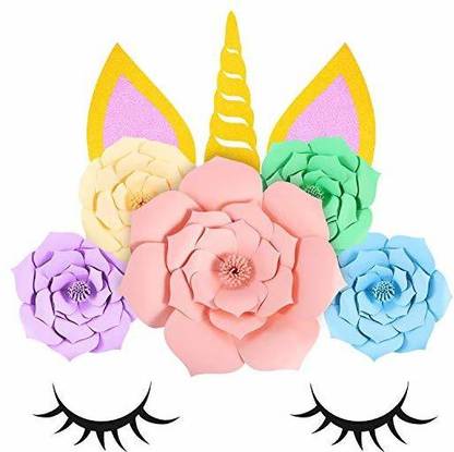 Jetec Unicorn Shape Backdrop Party Favor Paper Flowers Wall Decor