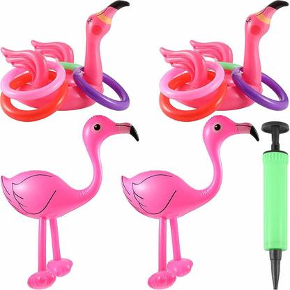 Blulu 12 Pieces Inflatable Flamingo Toys Flamingo Ring Toss Game I