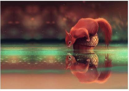 5D Cartoon Small Fox Diamond Embroider Painting Paper Print