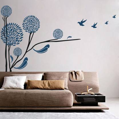 Sticker Hub 91 cm Beautiful Blue Tree Wall Stickers 91Cm X 159Cm Self Adhesive Sticker