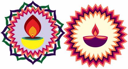 SUDARSHAN STICKER 30 cm Diwali Special - Colourful Decorative Rangoli Sticker Size- 30 cm x 30 cm Set of 2 Self Adhesive Sticker