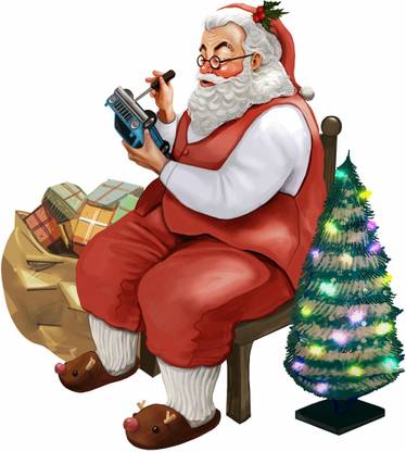 Decoration Designs 60 cm Santa with Christmas Gifs Wall Sticker 60cm X 54cm | Wall Sticker for Living Room -Bedroom - Office - Home Hall Decorative Stickers Self Adhesive Sticker