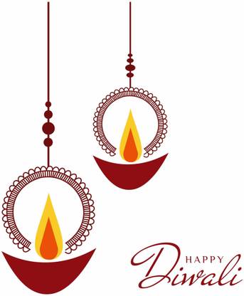 wildartcreation 60 cm Decorative Diya Wall Sticker 60 cm X 50 cm | Wall Sticker for Living Room -Bed Self Adhesive Sticker