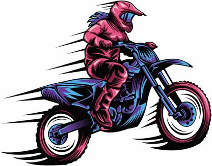 wildartcreation 47 cm Bike Rider Wall Sticker 47cm X 60cm| Wall Sticker for Living Room Self Adhesive Sticker