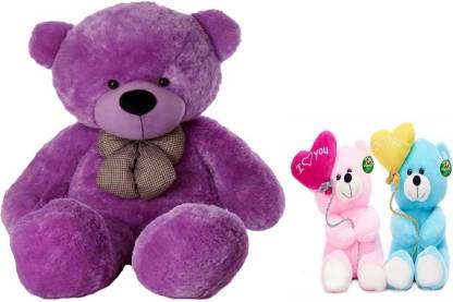PMP TOYS Cute Purple Teddy Bear With Blue&Pink I Love You Soft Ballon Teddy  - 90.2699999999998 cm