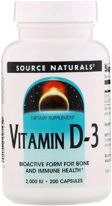 Source Naturals Vitamin D-3, 2,000 IU, 200 Capsules
