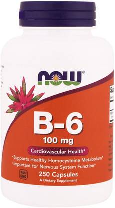 Now Foods B-6, 100 mg, 250 Capsules